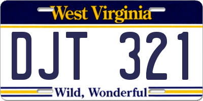 WV license plate DJT321