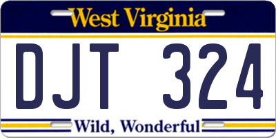 WV license plate DJT324