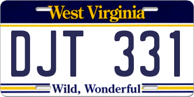 WV license plate DJT331
