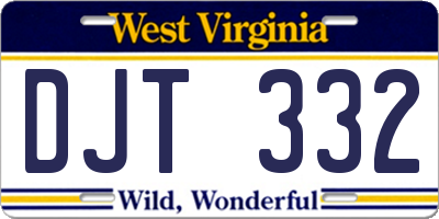 WV license plate DJT332