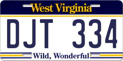WV license plate DJT334