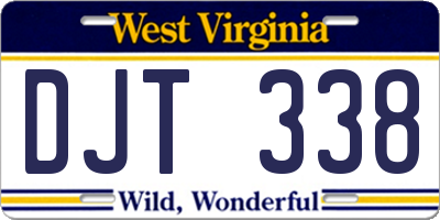 WV license plate DJT338