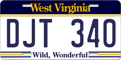 WV license plate DJT340