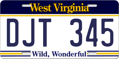 WV license plate DJT345
