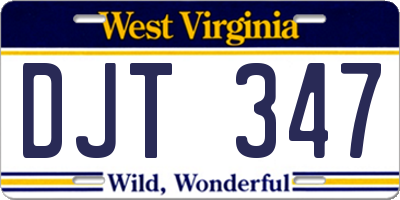 WV license plate DJT347
