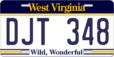 WV license plate DJT348