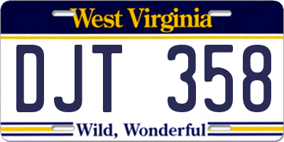 WV license plate DJT358