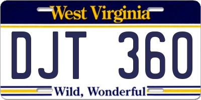 WV license plate DJT360