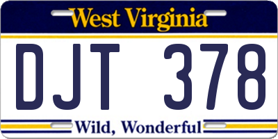 WV license plate DJT378