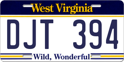 WV license plate DJT394