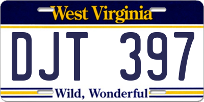 WV license plate DJT397