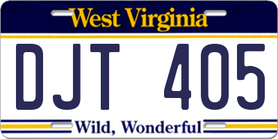WV license plate DJT405