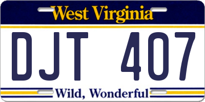 WV license plate DJT407