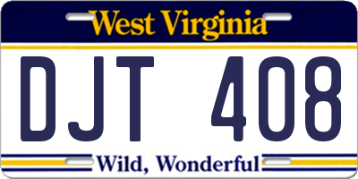 WV license plate DJT408