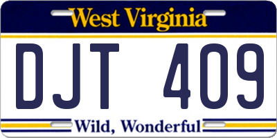 WV license plate DJT409