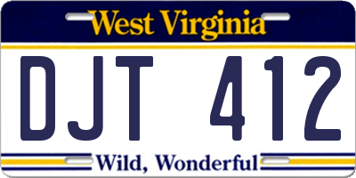 WV license plate DJT412