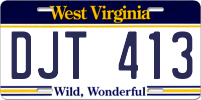 WV license plate DJT413