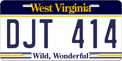 WV license plate DJT414