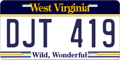 WV license plate DJT419