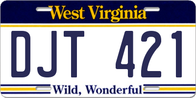 WV license plate DJT421