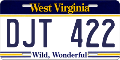 WV license plate DJT422