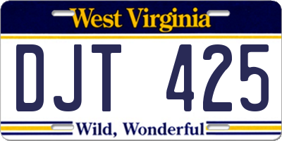 WV license plate DJT425