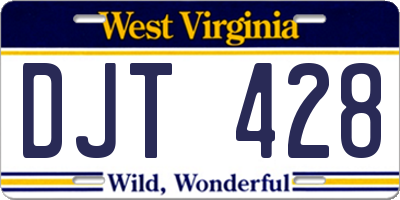 WV license plate DJT428
