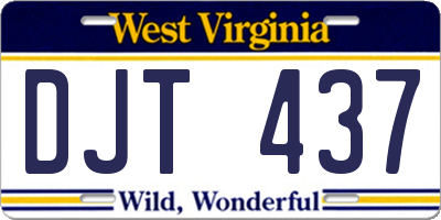 WV license plate DJT437