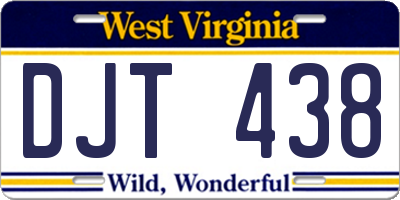 WV license plate DJT438