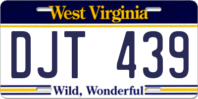 WV license plate DJT439