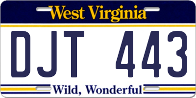 WV license plate DJT443