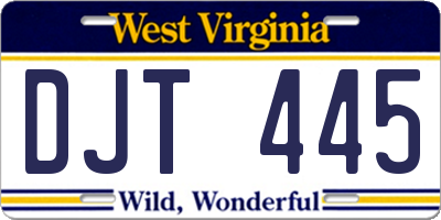 WV license plate DJT445