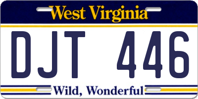 WV license plate DJT446