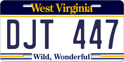 WV license plate DJT447