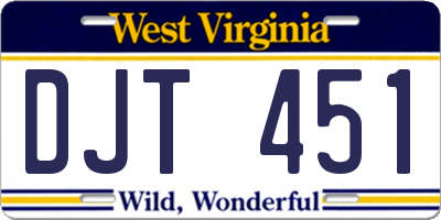 WV license plate DJT451