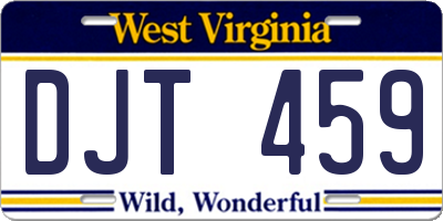 WV license plate DJT459