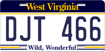 WV license plate DJT466