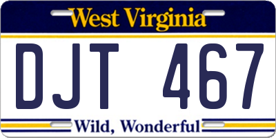 WV license plate DJT467