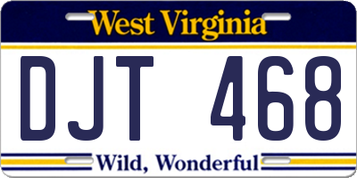 WV license plate DJT468