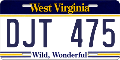 WV license plate DJT475