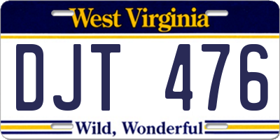 WV license plate DJT476