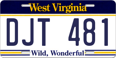 WV license plate DJT481