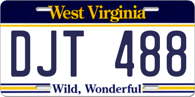 WV license plate DJT488