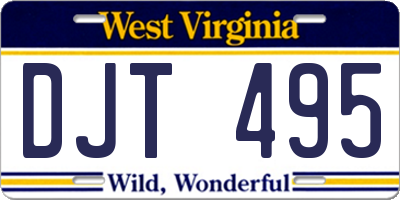 WV license plate DJT495