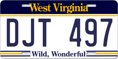 WV license plate DJT497