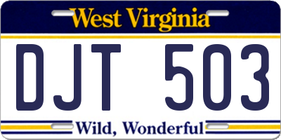 WV license plate DJT503