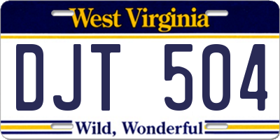 WV license plate DJT504