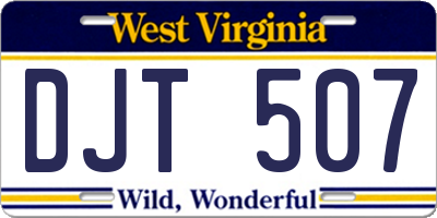 WV license plate DJT507