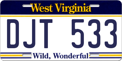 WV license plate DJT533