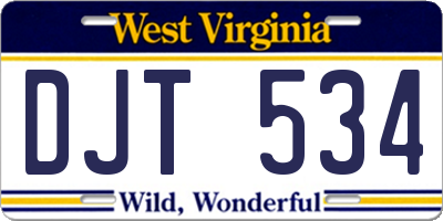 WV license plate DJT534